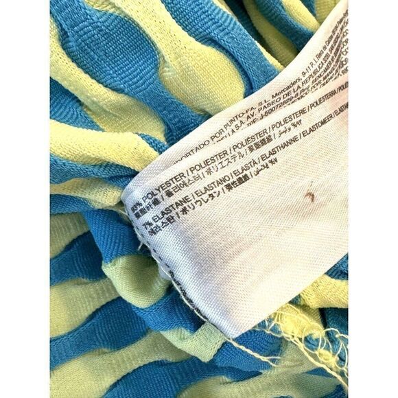 Mango MNG Spaghetti Strap Body Con Dress Sz 6 Blue/Neon Yellow EUC - Picture 5 of 9